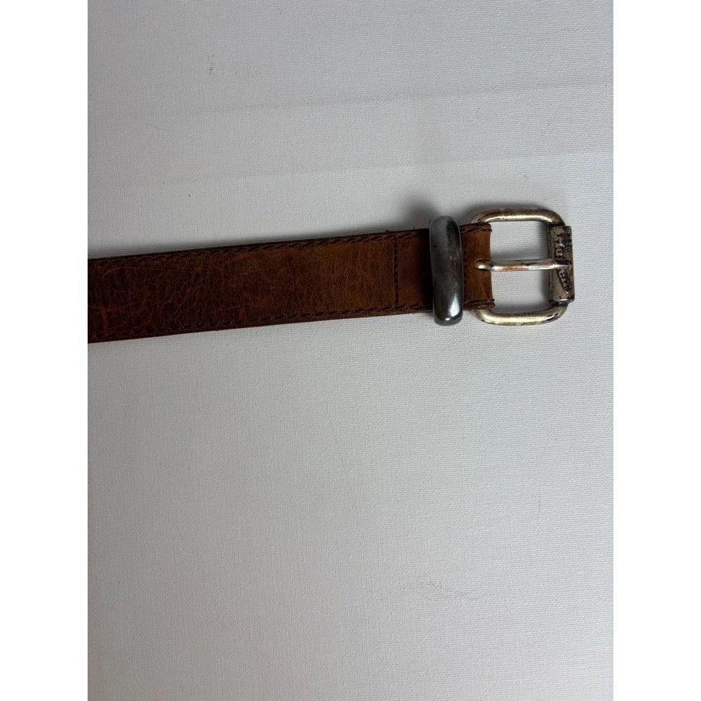 Dr. Martens Vintage Brown Leather Belt Made in USA Size 32 Silver Buckle 90's
